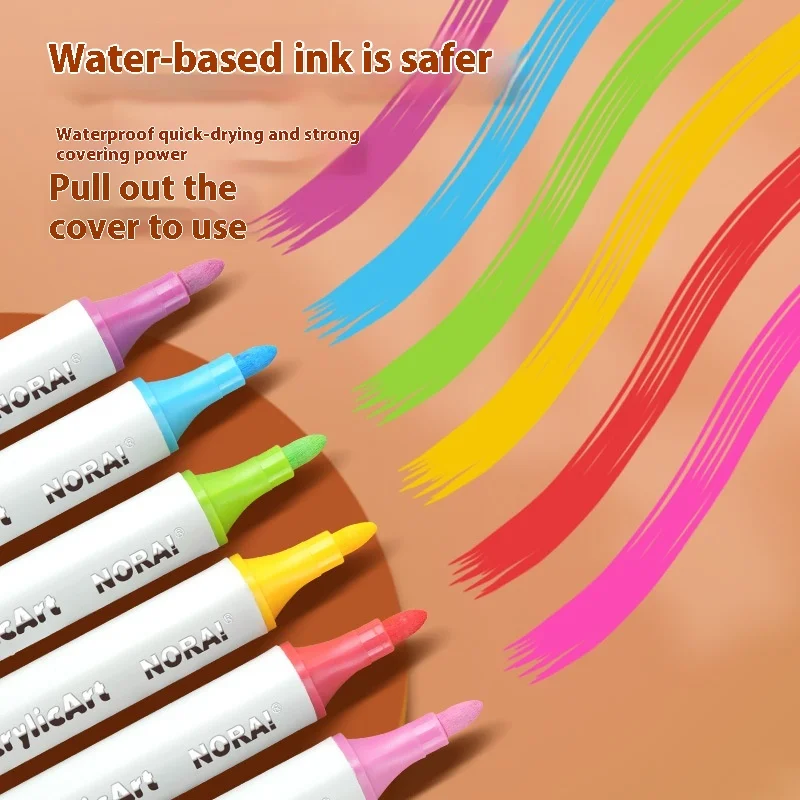 Dual-Ended Marker Pens for Students Waterproof Art Pens for Doodling and Painting Vibrant Colors Crayons School Supplies