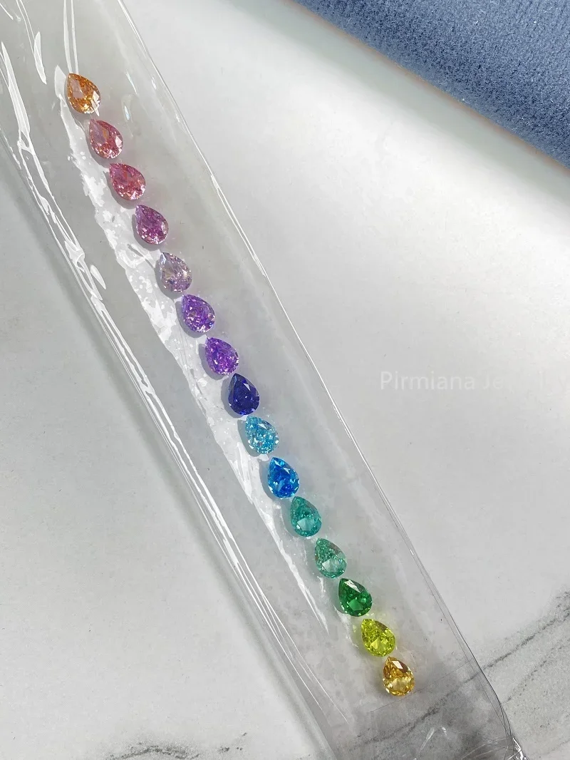Pirmiana Custom Gradient Crushed Ice Cutting Radiant Cubic Zircona Loose Stone Set for DIY Jewelry Ring Bracelet  Making