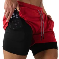 Men's 2-in-1 Double Layer Fitness Running Shorts Quick Dry Training Gym Shorts Outdoor Indoor Fitness Sports Pants