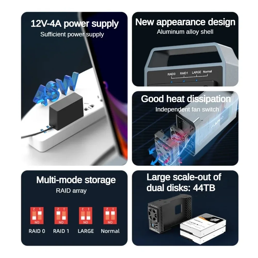 MAIWO Inch Dual Bay External Hard Drive Enclosure Array