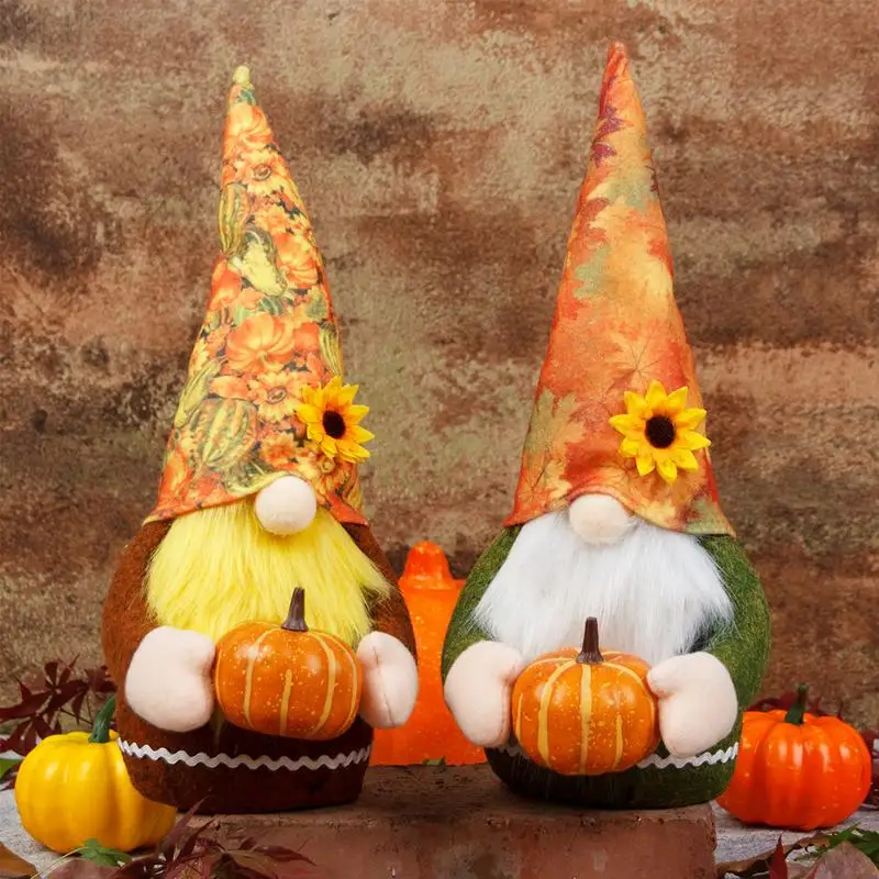 

Thanksgiving Plush Long Hat Faceless Elf Dwarfs Dolls Sunflower Pumpkin Gnome Kids Toys Autumn Farm Party Decoration Supplies