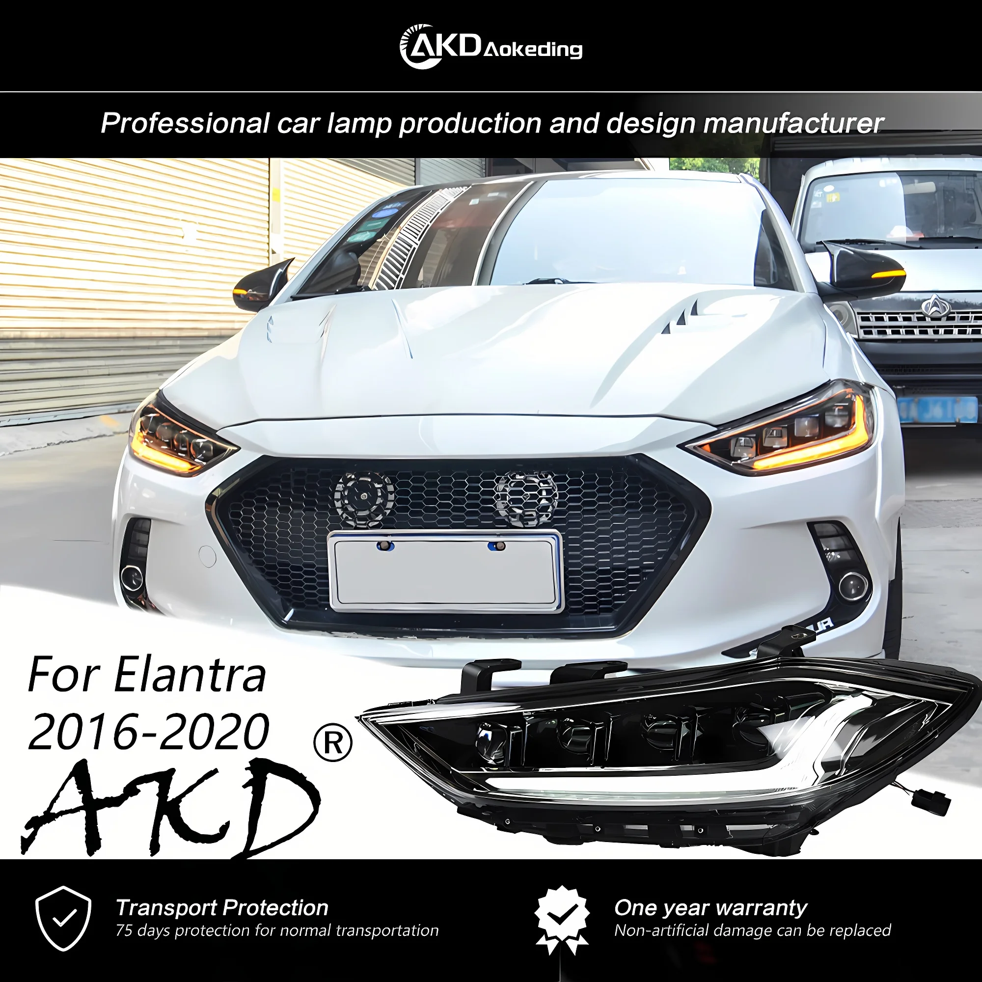 현대 엘란트라용 AKD LED 헤드라이트, 2016-2020 엘란트라 프론트 램프,..