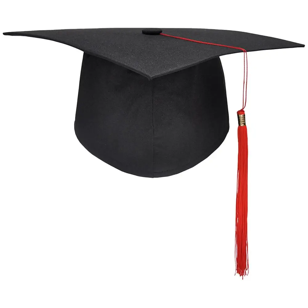 NEUER Abschlusshut, schwarze Bachelor-Kappen für Erwachsene mit Quasten, Universitätsmeister, Glückwunsch, Abschlussfeier, Dekorationszubehör – Detail 2