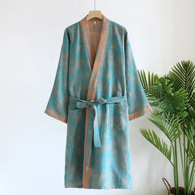 Pure Cotton Sleepwear Women's Bathrobe Clothes For Sleep Floral Autumn Long Sleeve Kimono Robes For Women Gift Wedding