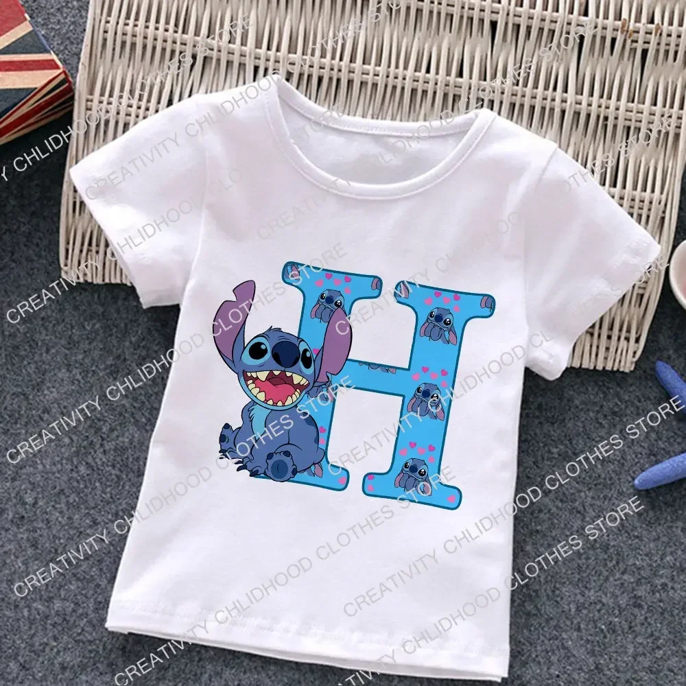 thumbnail image 1 of Nueva camiseta con letras ABCD de Stitch para niños, camisetas con combinación de nombres, camisetas de dibujos animados Kawaii, ropa informal para niños y niñas, camisetas Harajuku para niños y niñas, 1 of 5