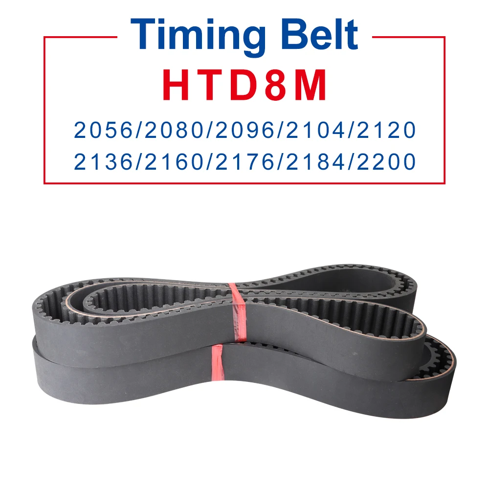 

Timing Belt HTD8M-2056/2080/2096/2104/2120/2136/2160/2176/2184/2200 Teeth Pitch 8.0 mm Pulley Belt Width 20/25/30/40 mm