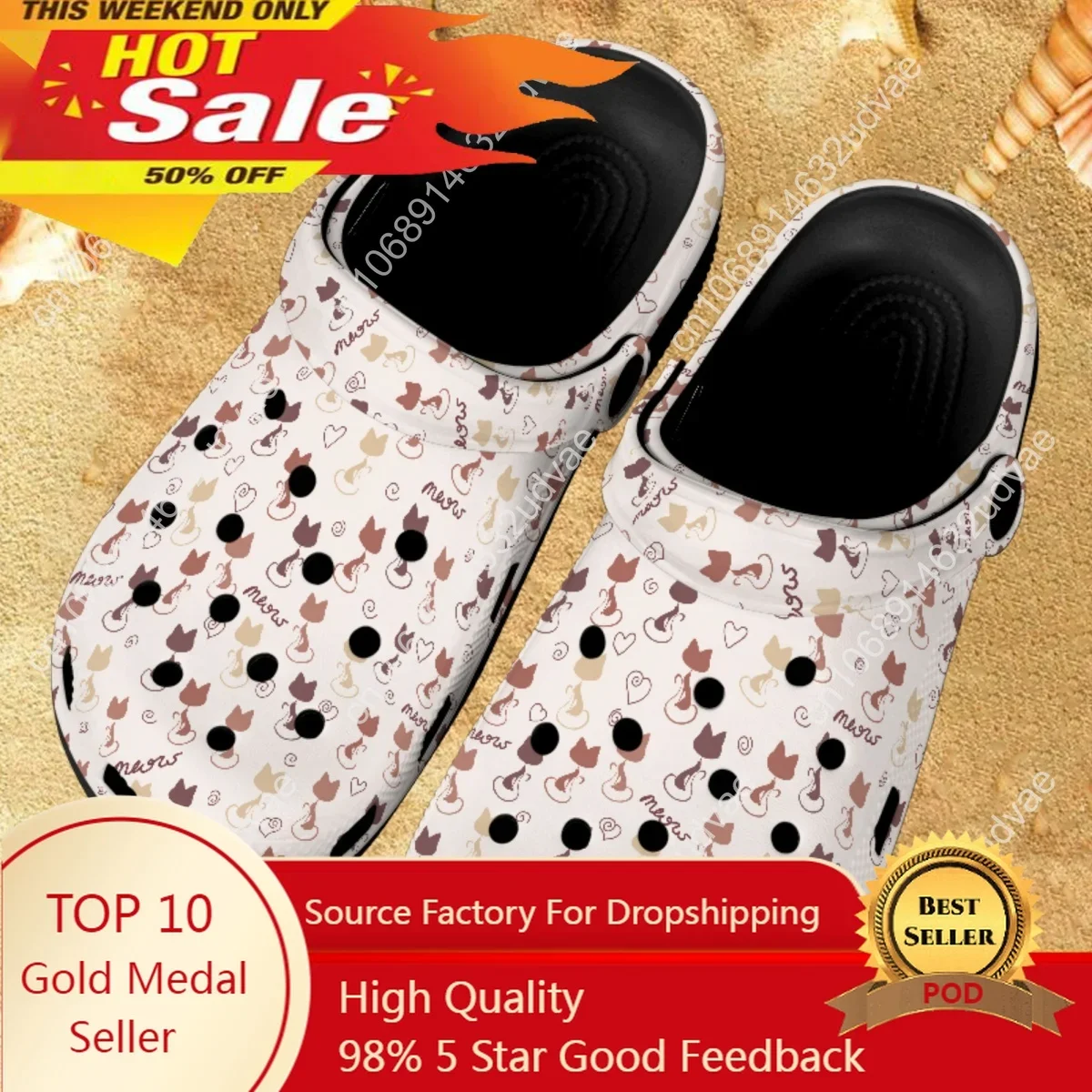 

2023 New Cartoon Cat Puzzle Summer Non-Slip Garden Shoes Women Hospital Work Medical Sandals Classic Nursing Slides Slippers