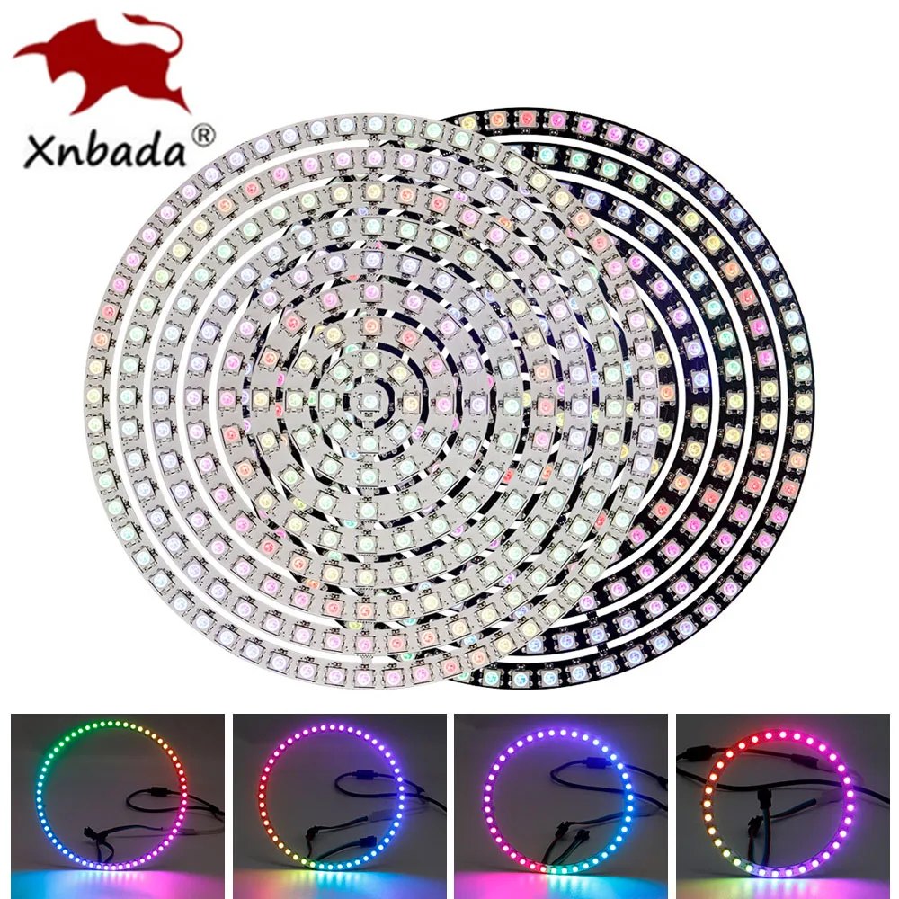 WS2812B RGBIC LED Ring Individually Addressable WS2812 Round Module 5050 Built-in IC 1 8 12 16 24 32 40 48 60 241 Pixels DC5V