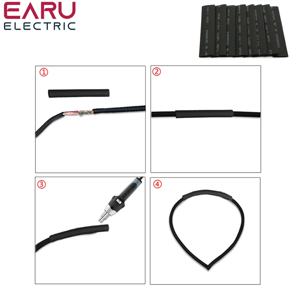 127pcs Heat Shrink Tube Sleeving Tubing Assortment Kit Electrical Connection Ele