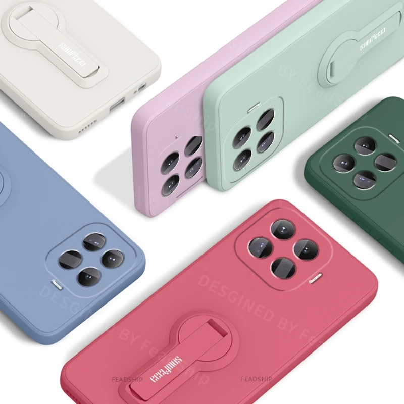 Shockproof Silicone Phone Case with Holder and Screen Protector