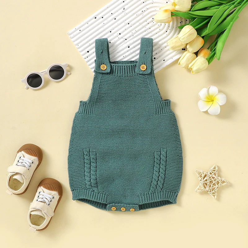

Newborn Baby Bodysuit Knit Sleeveless Boys Girls Jumpsuit Outfits 0-18M Infant Kid Clothes Sling Overalls Fashion Solid Playsuit