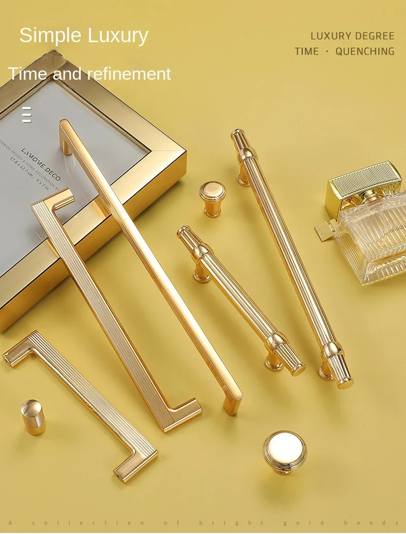 Description Picture 2 of itemKitchen Cabinet Gold Knob and Handle Nordic Desk Drawer Pull Cupboard Door Knobs Zinc Alloy Furniture Hardware Door Pulls