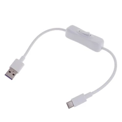 White USB to Type - C Cable with Switch - High - Speed Charging and Data Transfer Cord (30cm)