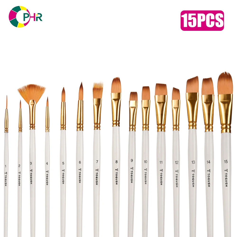 OPHIR 15PCS Paint Brush Kit for Artist Face And Body Paint Nylon Hair  Wooden Handle Halloween Watercolor Paint Brush Set RT024W