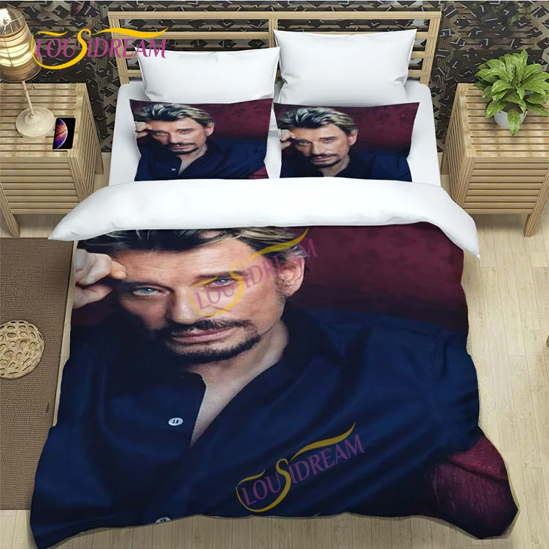 

Famous French rock singer Johnny Hallyday bedding music set down comfortable bed Queen size extra large pillow case quilt cover