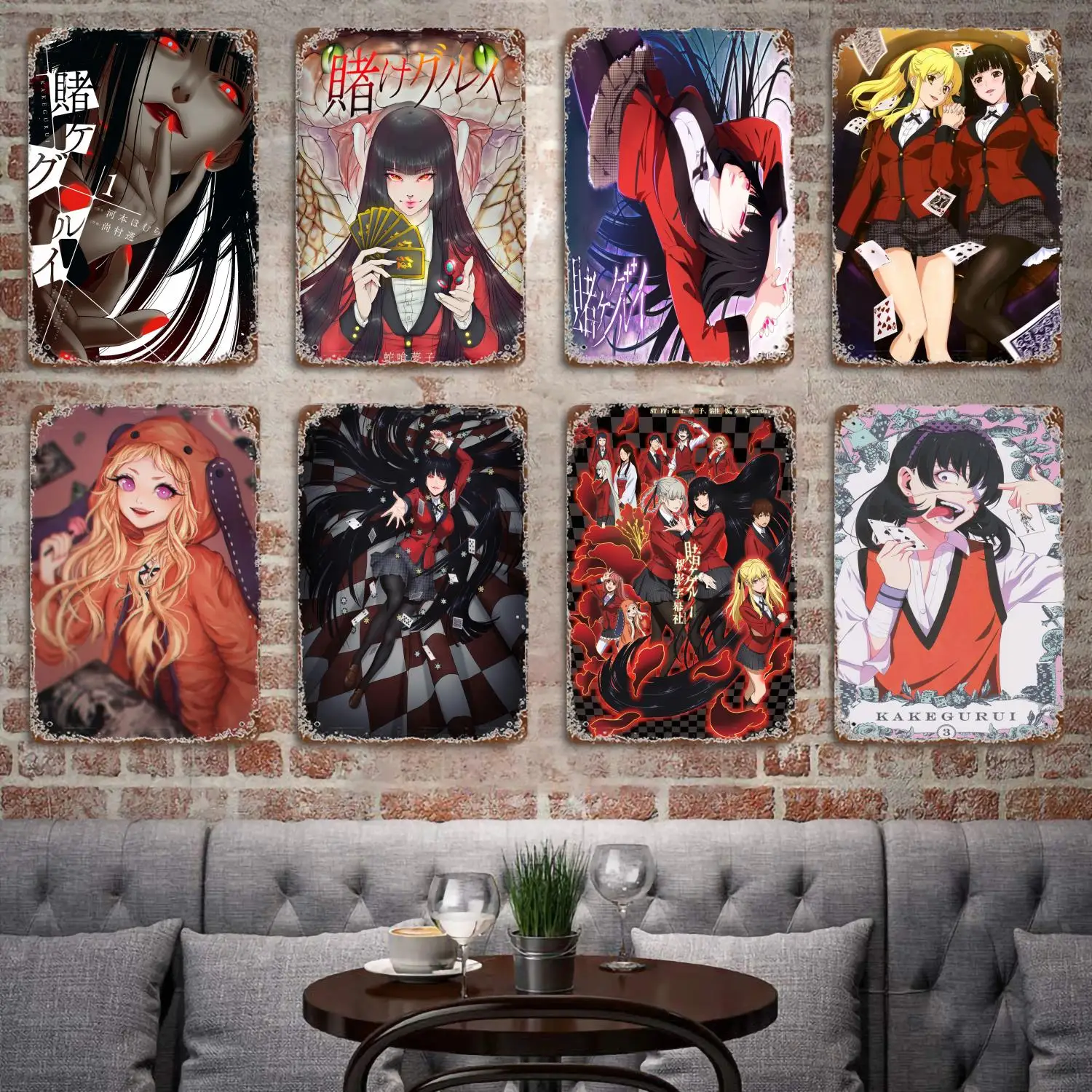 

Kakegurui Compulsive Gambler Poster Vintage Tin Sign Metal Sign Decorative Plaque for Pub Bar Man Cave Club Wall Decoration
