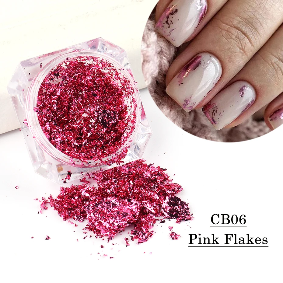 Aluminum Foil Sequins For Nails Gold Silver Irregular Glitter Flakes Mirror Chrome Powder Manicure Winter Decorations LYCB01-08