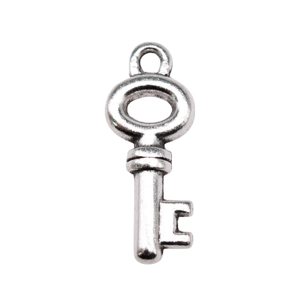 

10pcs/lot 21x8mm Key Charms For Jewelry Making Antique Silver Color 0.83x0.31inch