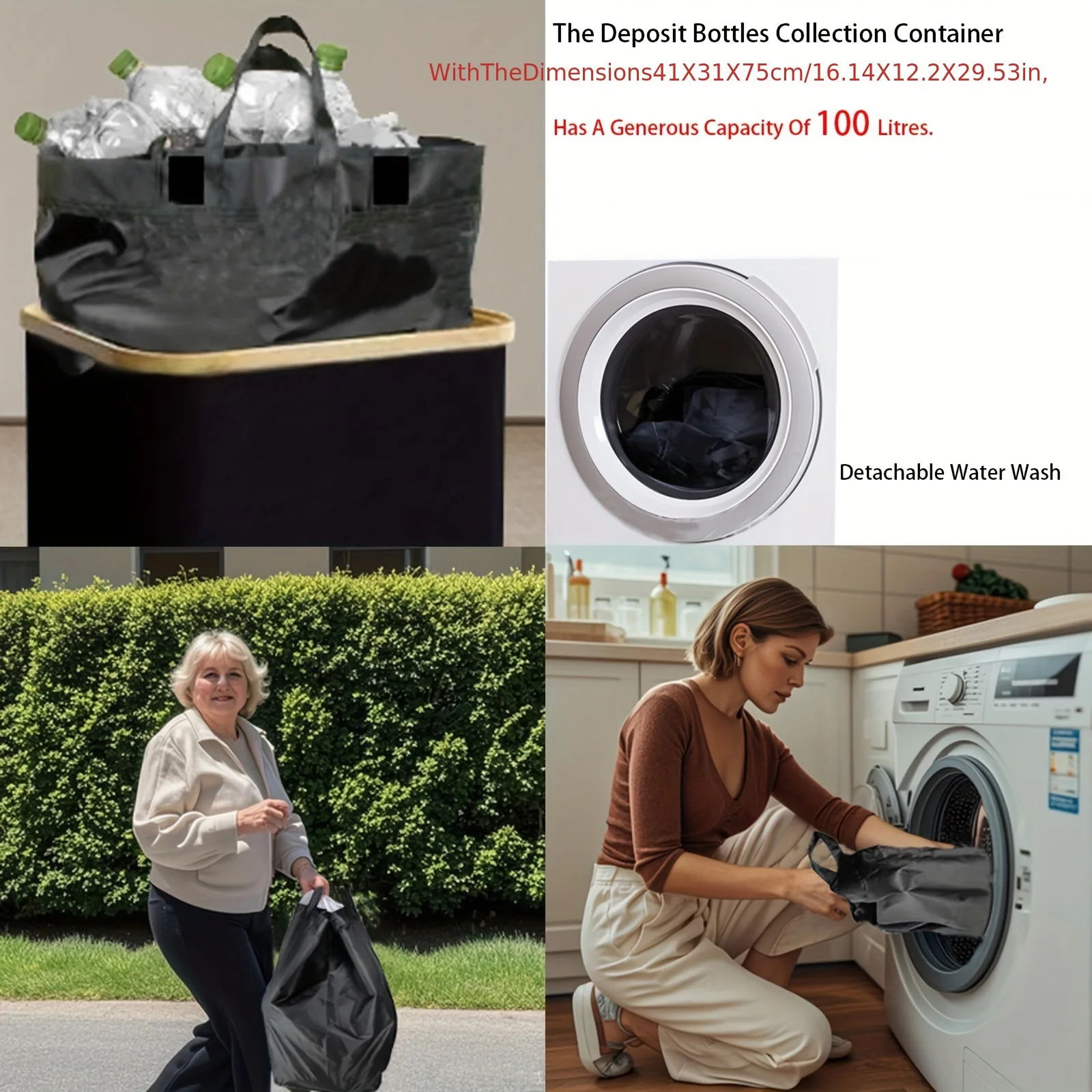 2 Recycling Bin Tote Bags, 100l, Dirty Clothes Basket Laundry Bag, Can Be Used With Bamboo Recycling Bin, Laundry Basket, Nylon 5