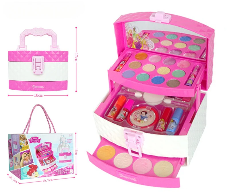 New Disney girls frozen 2 elsa anna princess Makeup suitcase Toys set Cosmetic case snow White Makeup Box Set  kids Toy Gift 4