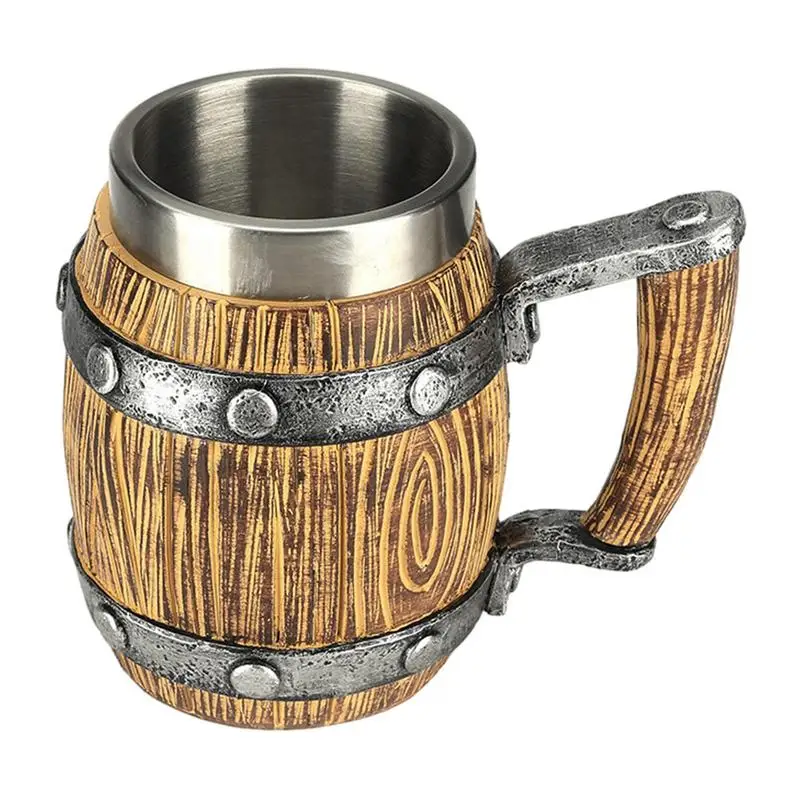 

Barrel Beer Mug Double Wall Whiskey Cup Stainless Steel Cocktail Mugs 600ml Milk Jar Beverage Drink Cup for Coffee Beverage