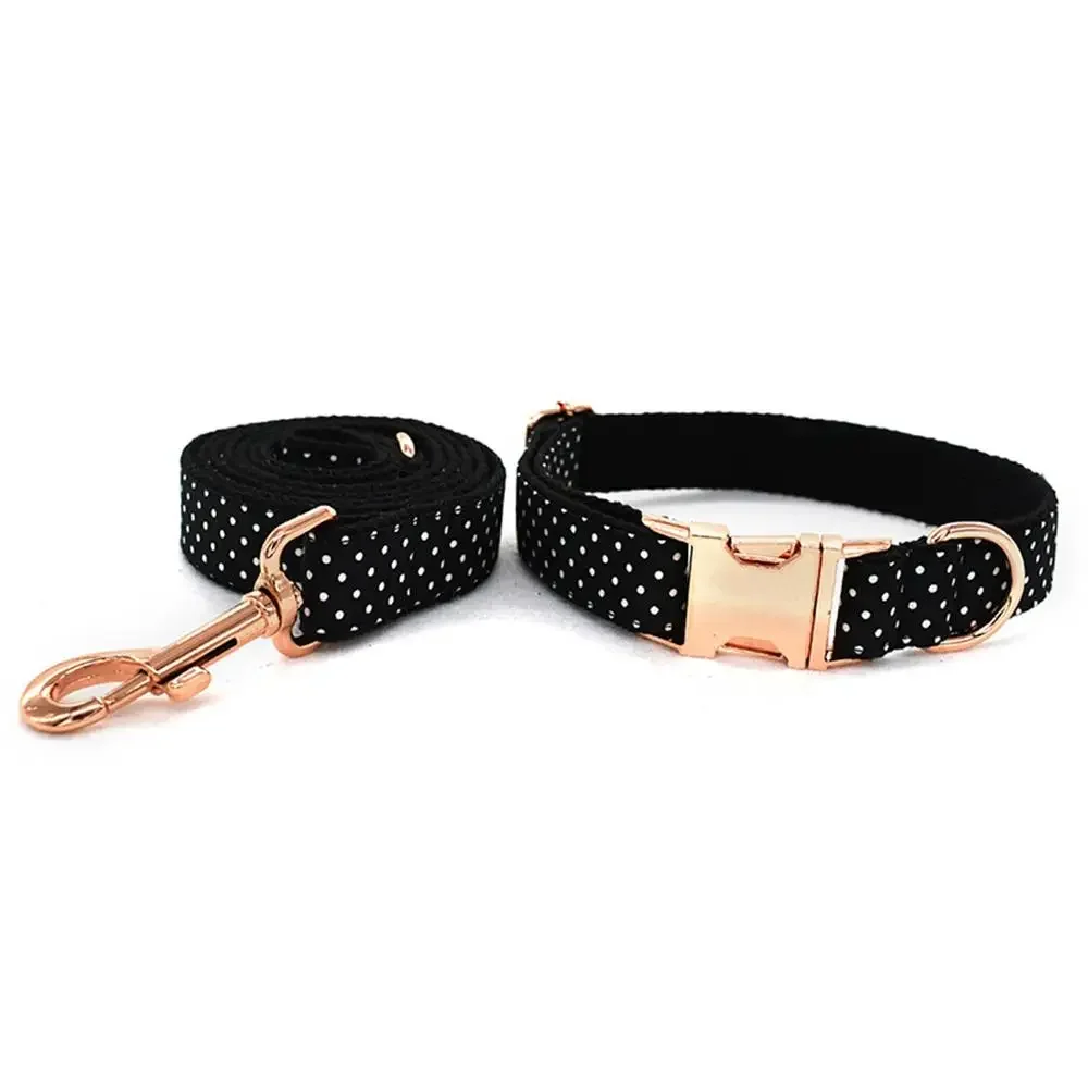 Dog Collar Personalized with ID Tag Adjustable Rose Gold Buckle