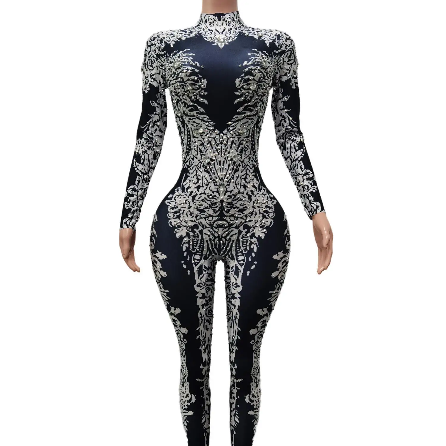 Long Sleeve See-through Bodysuit Turtleneck Elegant Club Party Female One Piece Outfits main image 0