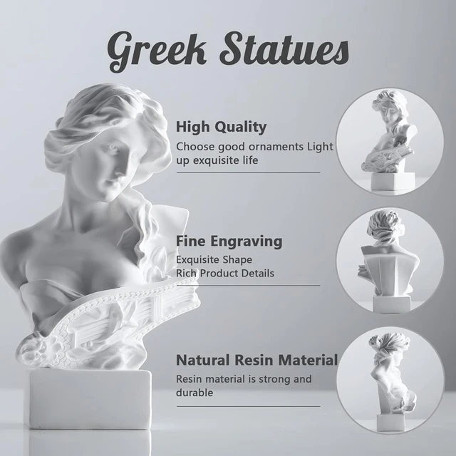 Statue de buste de mythologie grecque, décoration de déesse romaine, Figurines de croquis, Sculptures esthétiques pour salon, bibliothèque, bureau 5