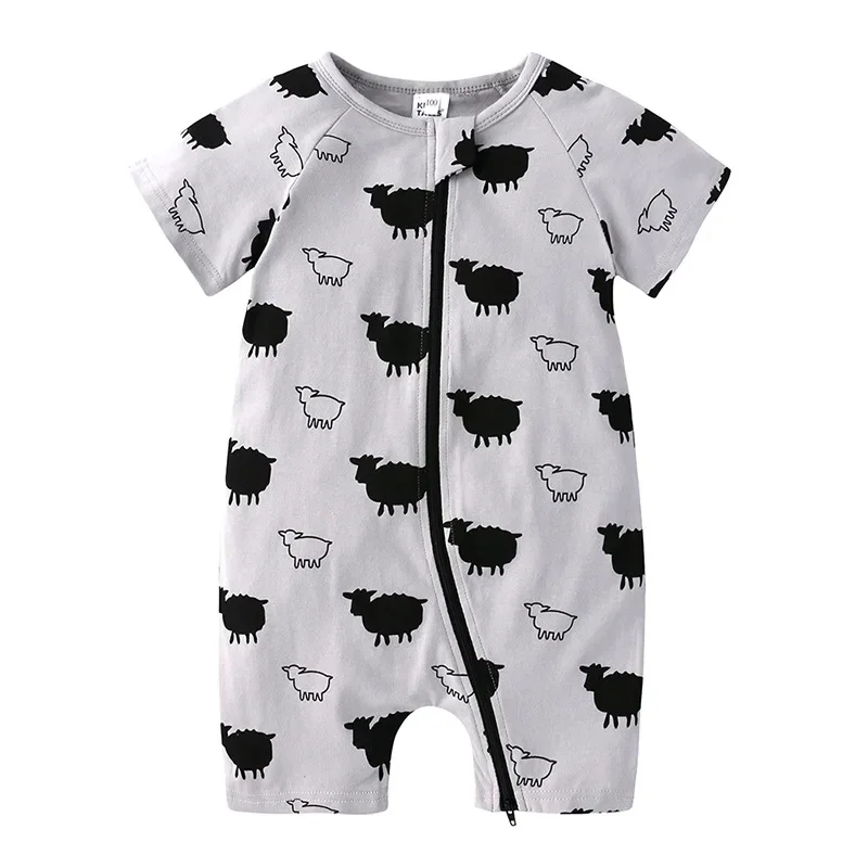 Baby Costume Cotton Pajama Short Sleeve Jumpsuit 0 To 3 6 12 24 Months Summer Girl Rompers Boy Sleepwear For Newborns Bodysuit