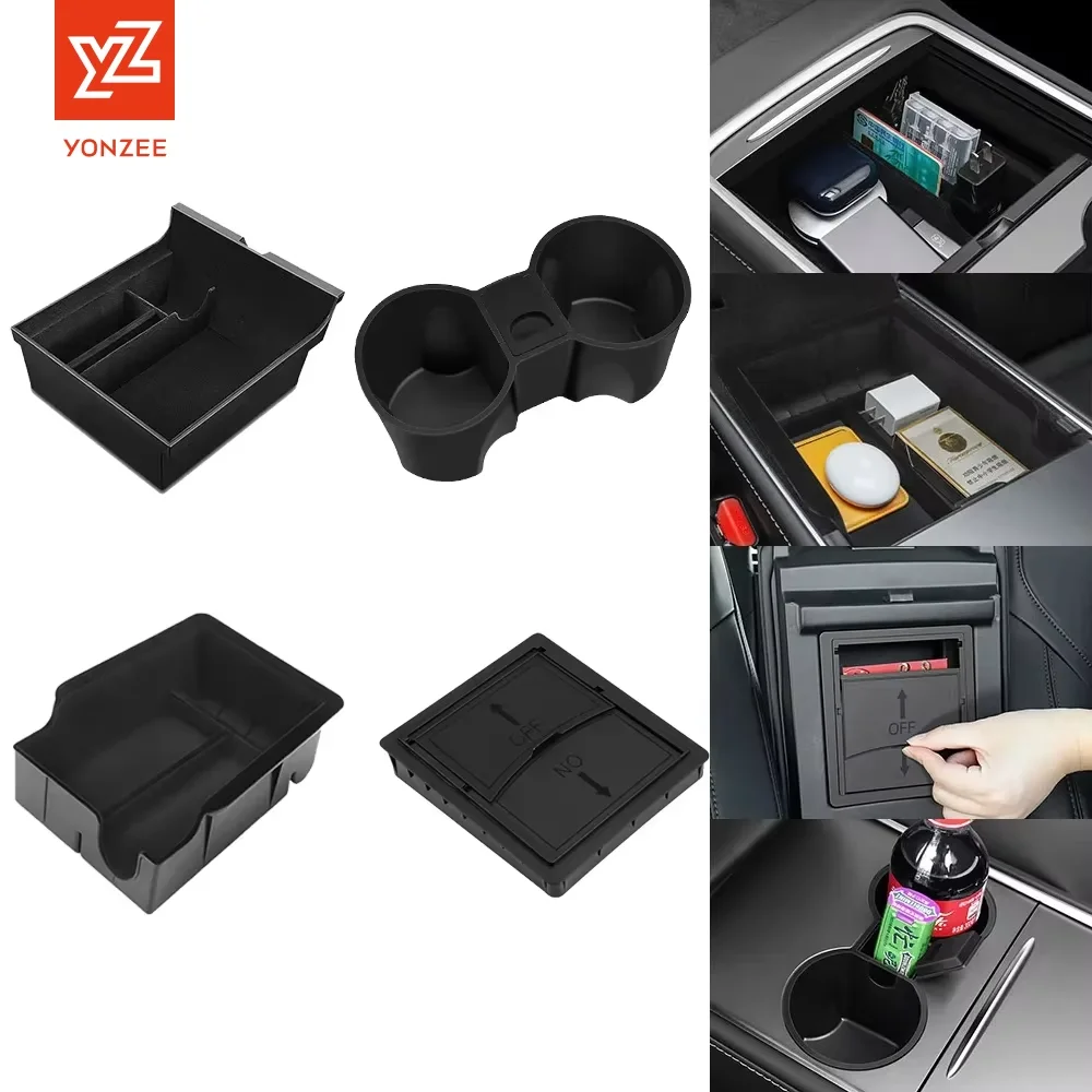 Premium Center Console Storage Box and Cup Holder Organizer