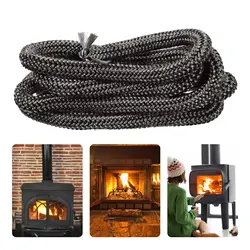 6/8/10mm Black Gasket Cord Stove Door Fireplace Cord 2m Fiberglass High Temperature Woodburner Sealing Rope Replacement