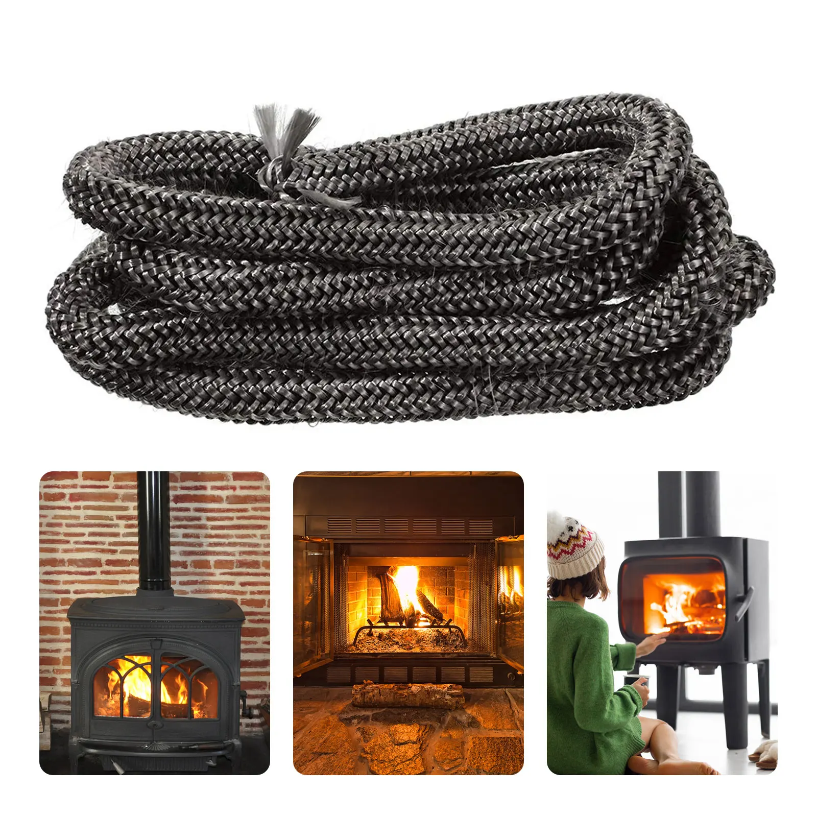 6810mmBlackGasketCordStoveDoorFireplaceCord2mFiberglassHigh