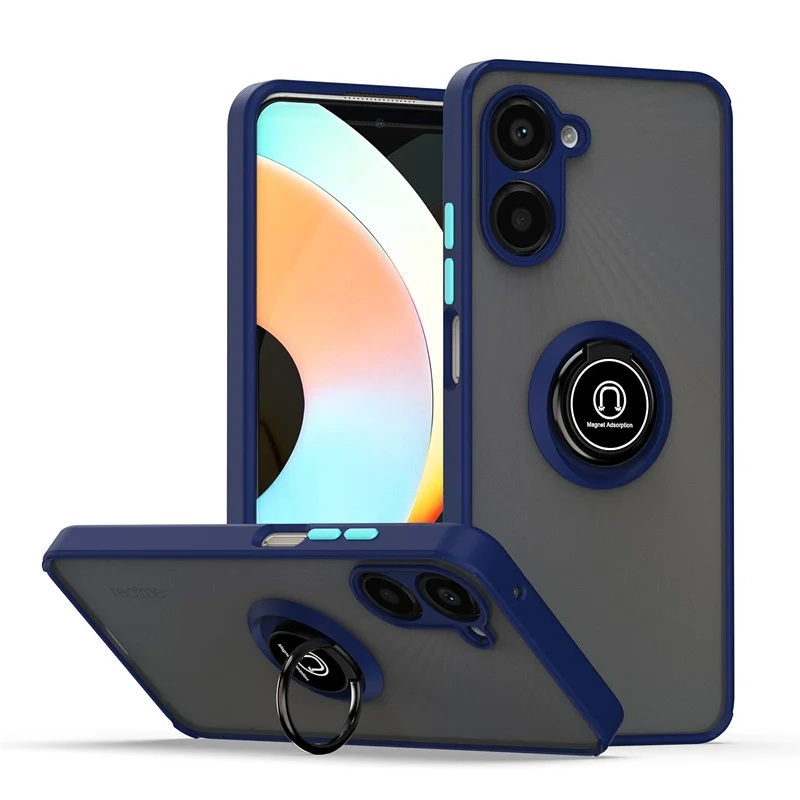 Shockproof Magnetic Matte Case with Ring Stand - Universal Phone Cover