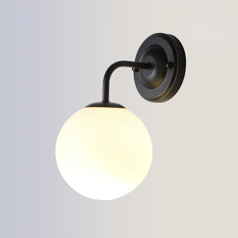 Nordic Simple Living Room Bedroom Bedside Study Corridor Wall Lamp Modern Creative Personality Ball Glass Light Fixture