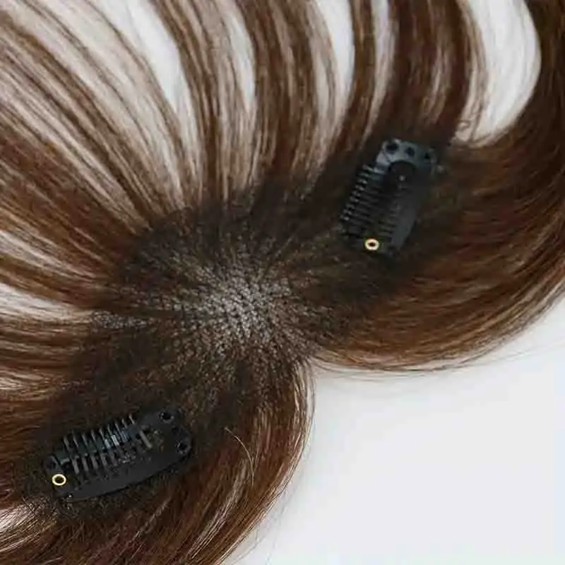 Topper per capelli umani veri al 100% per le donne Capelli lisci Volume Boost Traspirante Confortevole potenziamento dell'attaccatura dei capelli sulla fronte Aspetto naturale - immagine 6