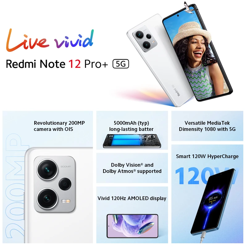 Xiaomi-Redmi Note 12 Pro Plus携帯電話,6.5gグローバル