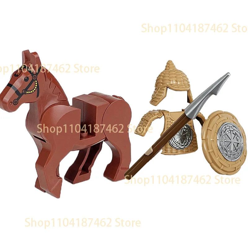 Medieval Knight Army Set with Green Dragon and Wolf Warrior Building Blocks