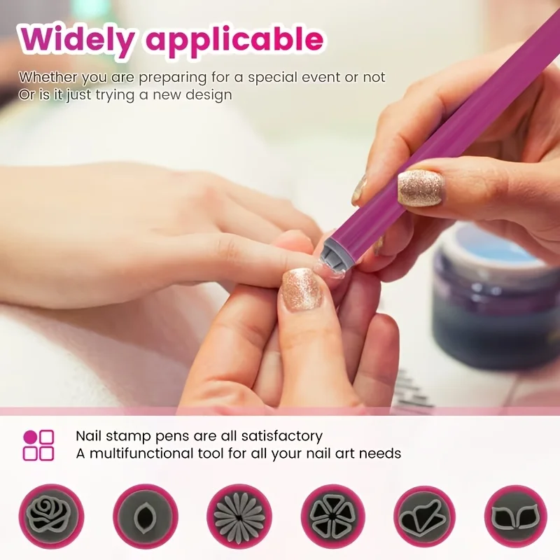 3/15개 중간 크기 네일 아트 스티커 펜 세트 다양한 패턴의 네일 디자인 도구, 초보자와 네일 살롱에 적합