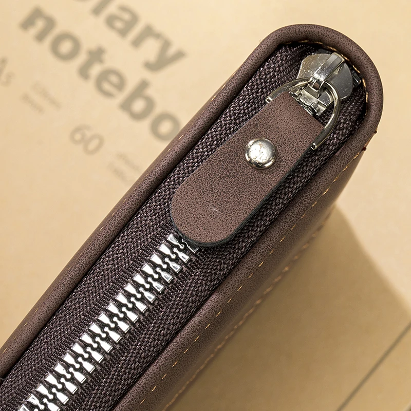 Men's Fashionable Retro Wallet - Large Capacity, Three-Fold Design with Zipper & Multi-Card Slots