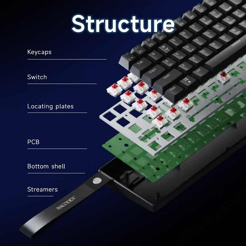 Ajazz NK61 60% Teclado Mecânico Com Fio Cor Misturada RGB Hot-Swap