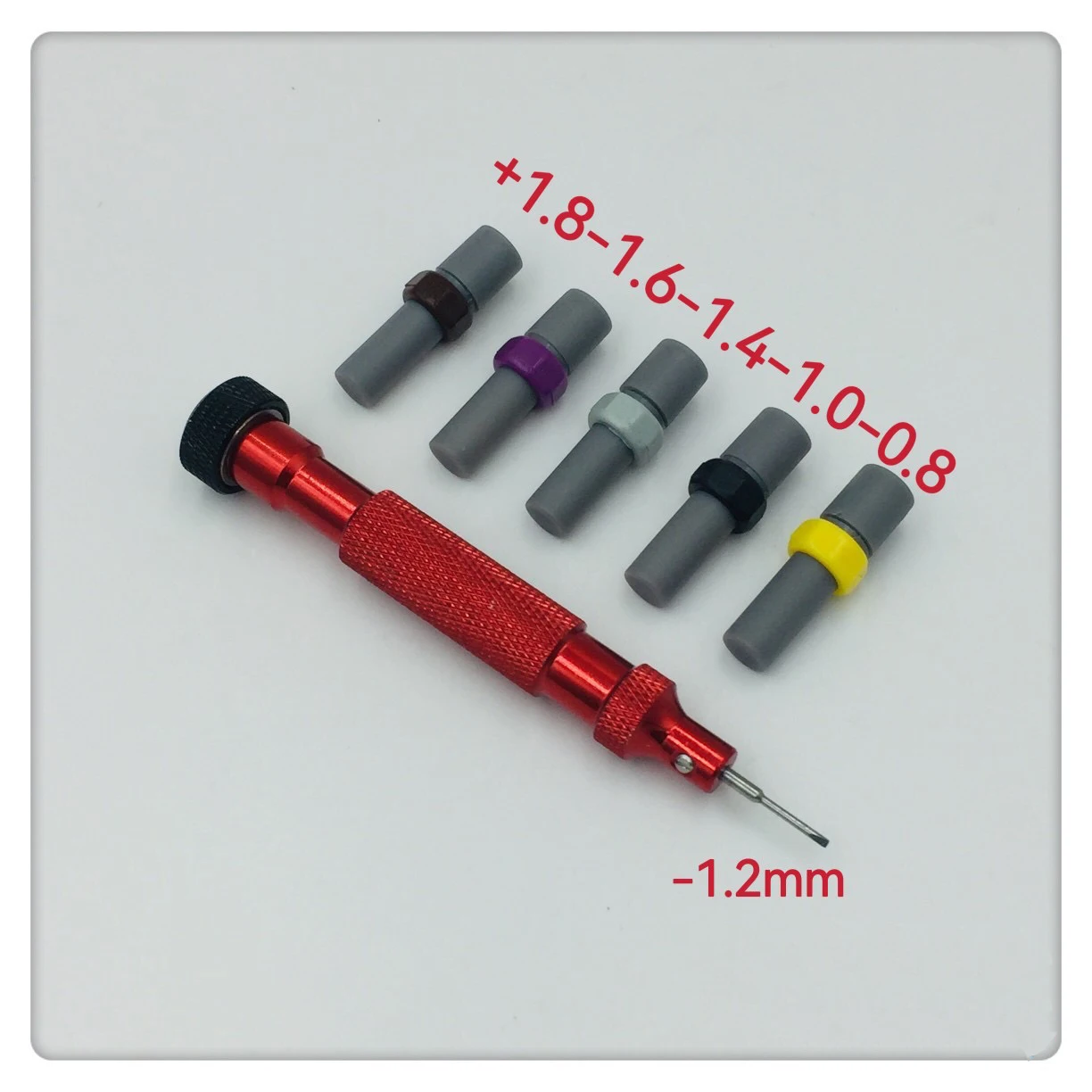 시계 드라이버 세트 고경도 두꺼운 손잡이 고속 강철 시계 수리 도구(5개의 나사 비트 포함) 0.8mm-1.6mm +1.8mm