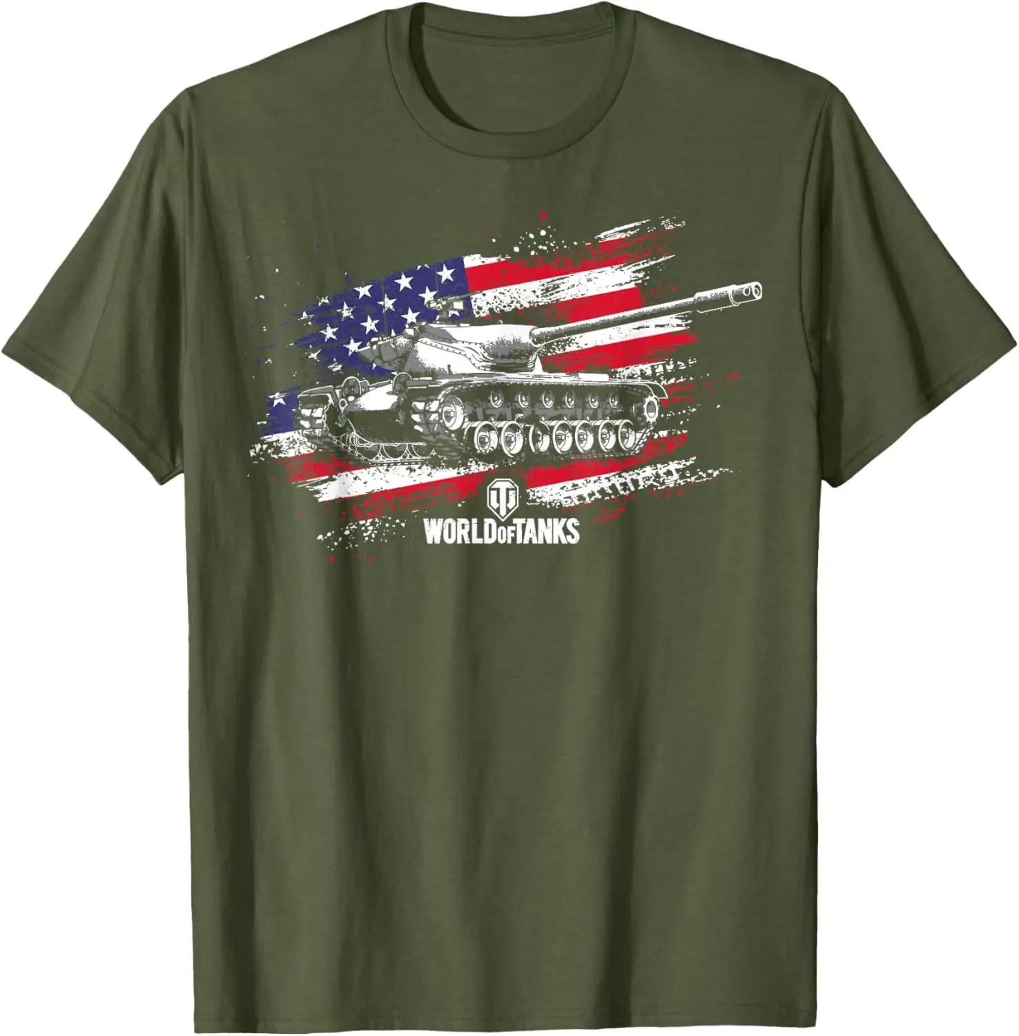 USA Flag T-57 Heavy Tank T-Shirt 100% Cotton O-Neck Short Sleeve Summer Casual Mens T-shirt Streetwear 4