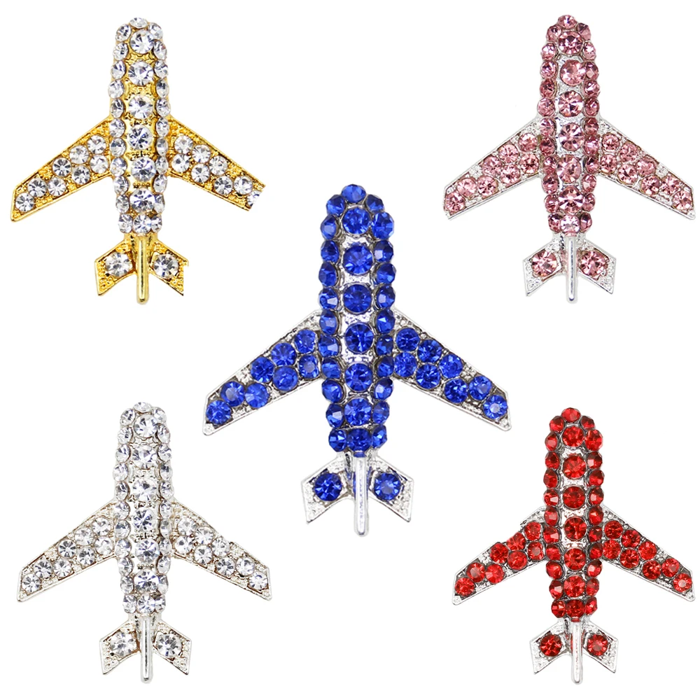 

Золотистая/Серебристая позолоченная брошь в виде самолета со стразами, булавка для лацкана самолета, подарок, 10 шт./партия