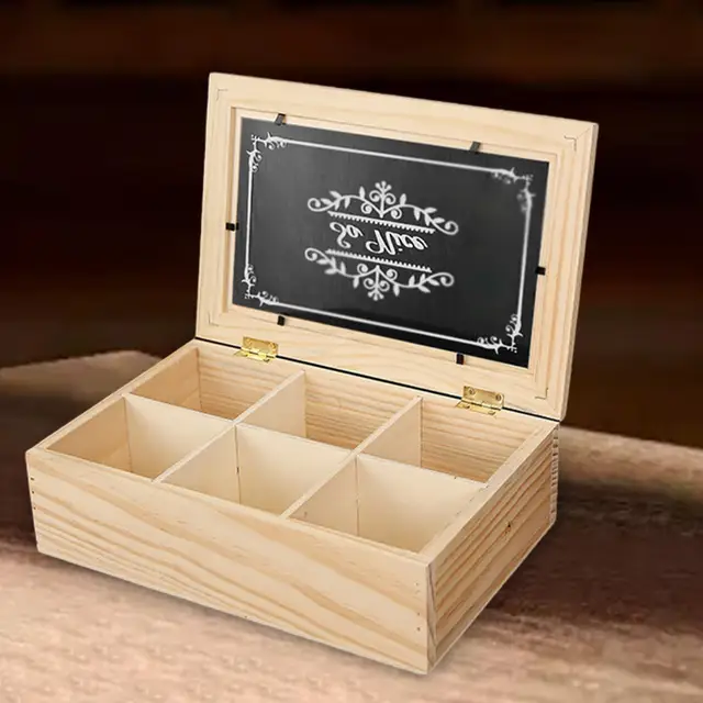 Wooden Storage Chest with Clear Window Desktop Organizer 2
