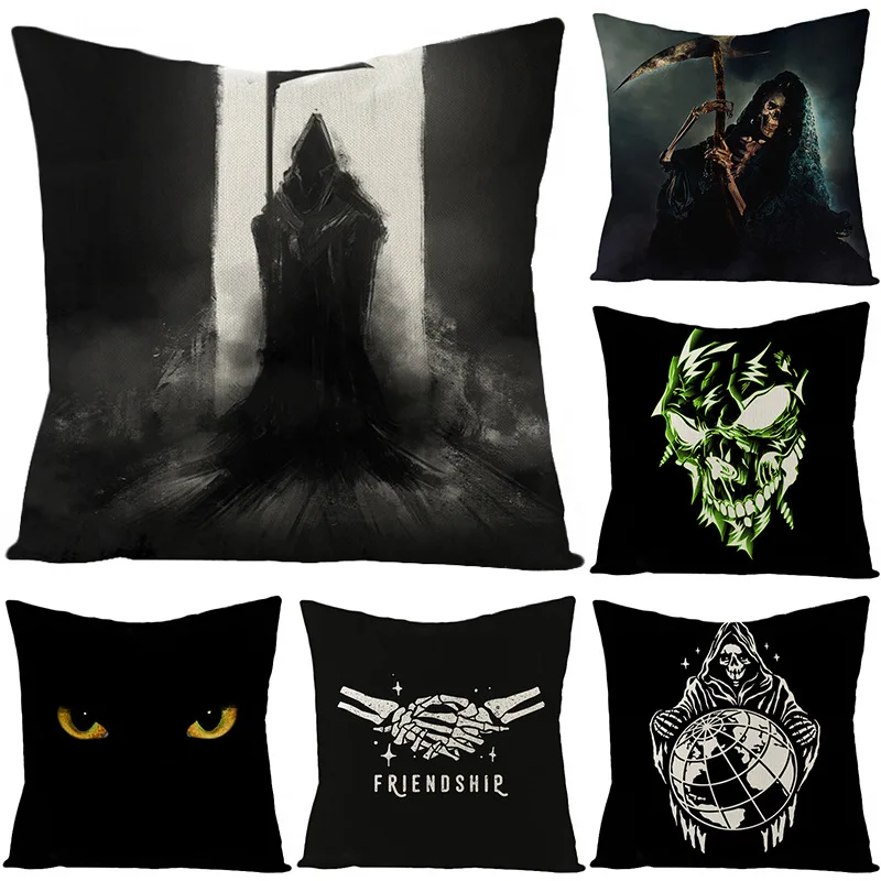 

Funny Skull Pillow Case Death Ghost Pillowcase for Pillows Throw Pillow Cover Bedroom Decoration Luxury for Bed Couch Sofa 45x45