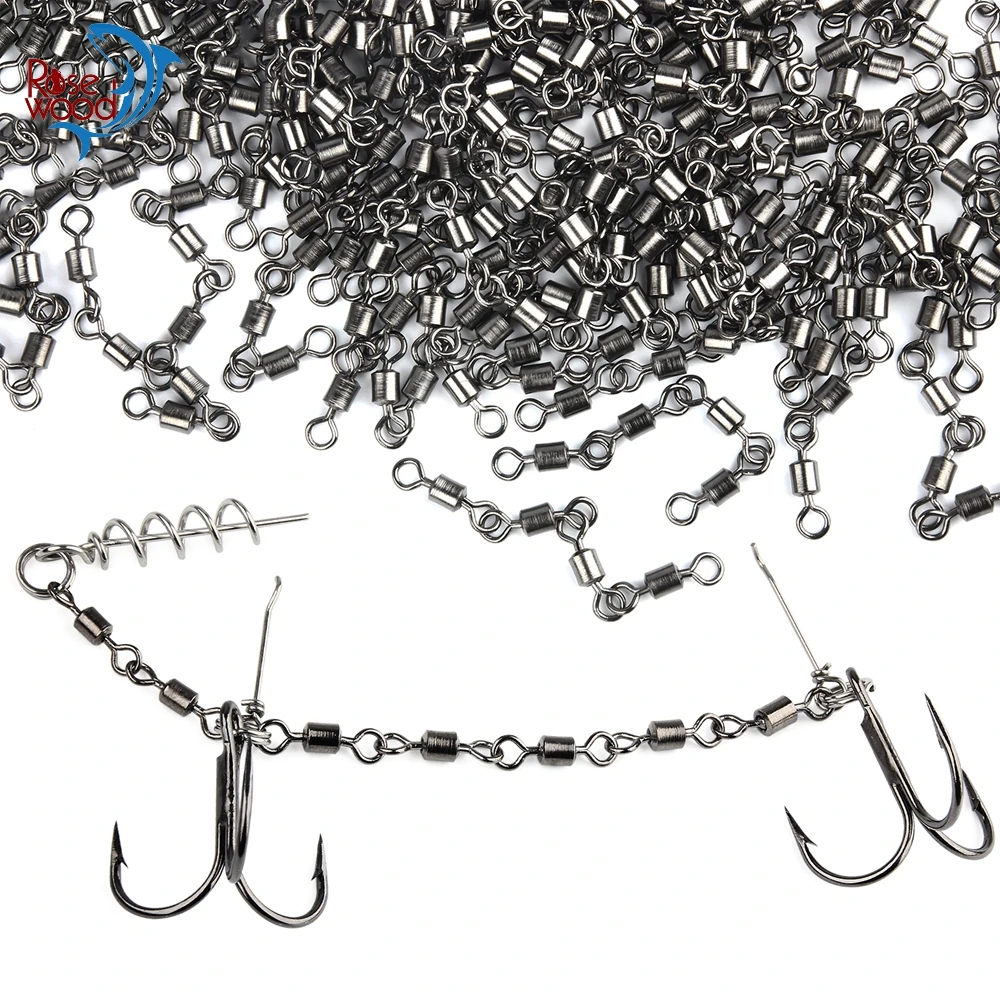 UP 500X Steel Durable Solid Rings Fishing Connector Swivels Snap Rolling Swive