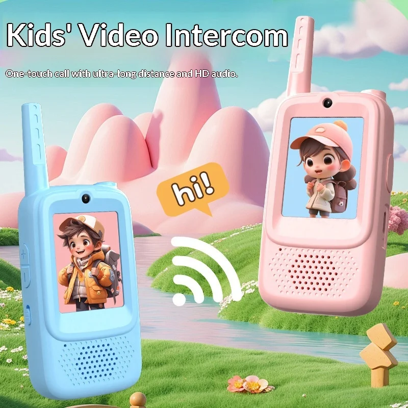 애니메이션 비디오 무전기 무선 비주얼 인터콤 장거리 HD 음질 원키 통화 야외 휴대용 통신 장난감