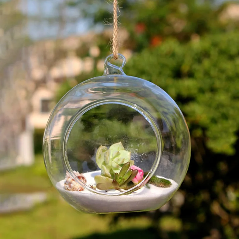 Mini Hanging Glass Candle Holder Hollow Ball Opening Indoor Hanging Ball Plant Vase For Wedding Party Tree Decor 8/10/12/13.5Cm candle holders