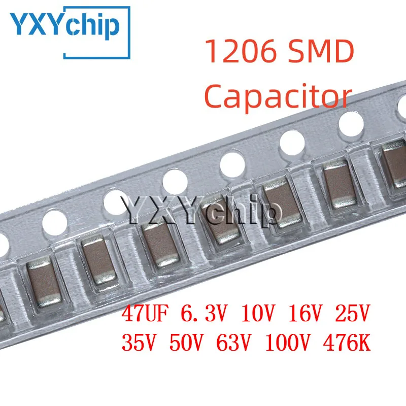 

Многослойный керамический конденсатор с чипом SMD 1206 47UF 6,3 V 10V 16V 25V 35V 50V 63V 100V 476K X7R ± 10%, 20 шт.