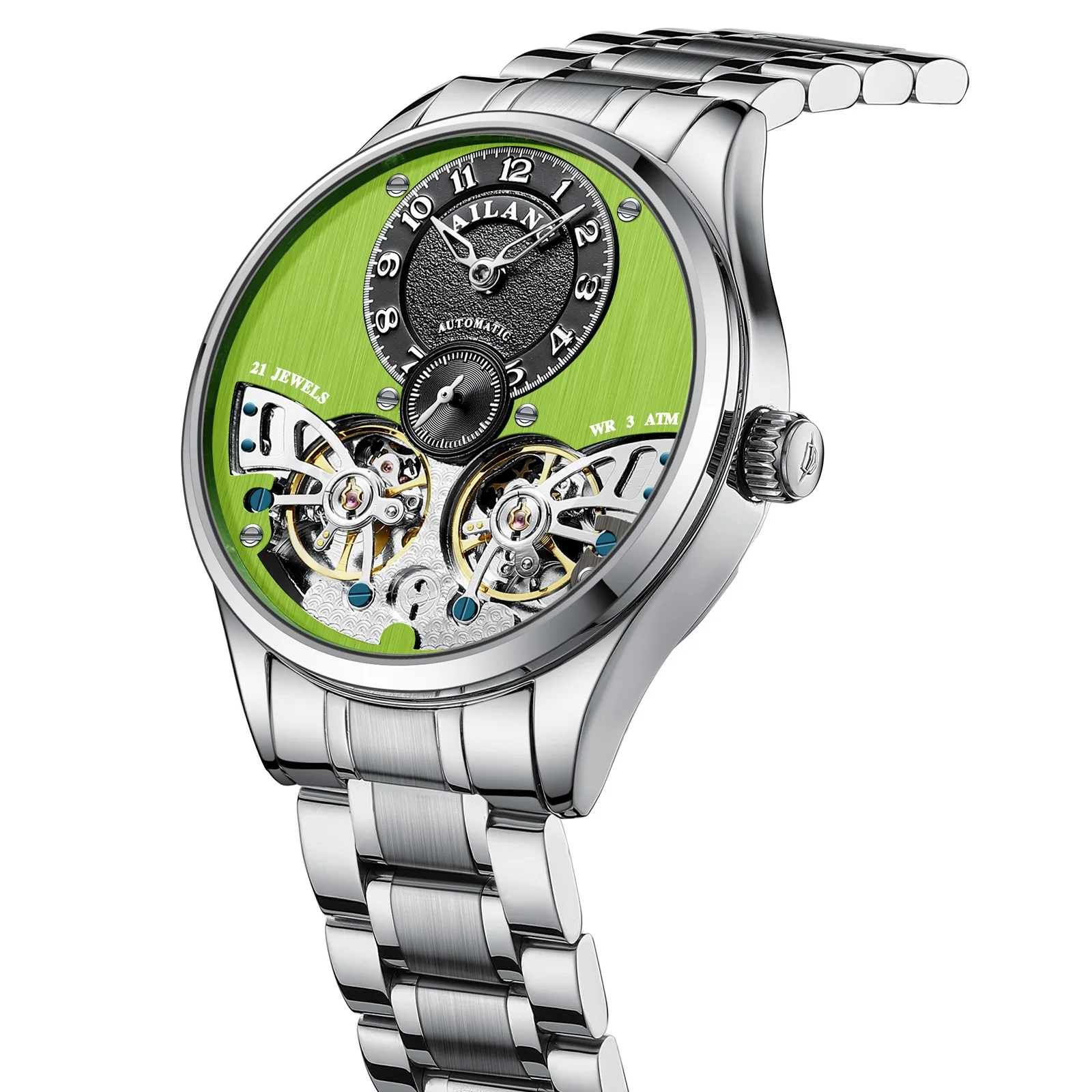 Flying Tourbillon Full Skeleton Design Sapphire Glass & Fine Steel Strap - Waterproof, Luminous Business Watch Customize Logo